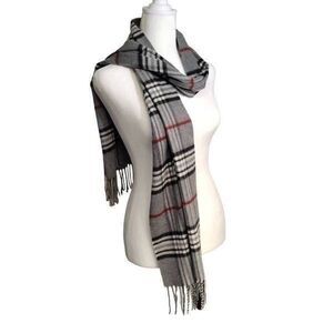 V Fraas Gray Tartan Plaid Winter Unisex Scarf Made in Germany